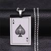 Мужское ожерелье Lucky Spades Ace, ювелирные изделия из нержавеющей стали, подвеска с покерным тузом в стиле рок-панк, казино, аксессуары для ошейника на удачу