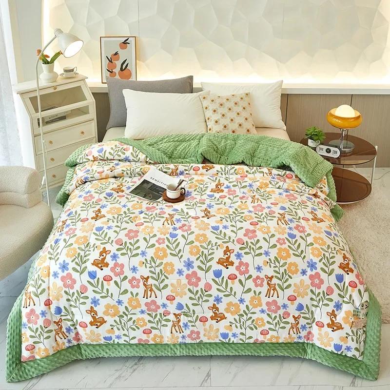 2023 New Doudou Rong Quilt Winter Thickened Children's Dormitory Single Double Quilt Core Double Sided Dual Use Winter Quilt