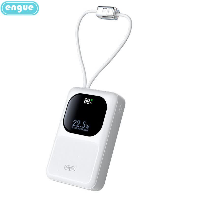Портативный Power Bank EnGu 20000 мАч с быстрой зарядкой и встроенным кабелем