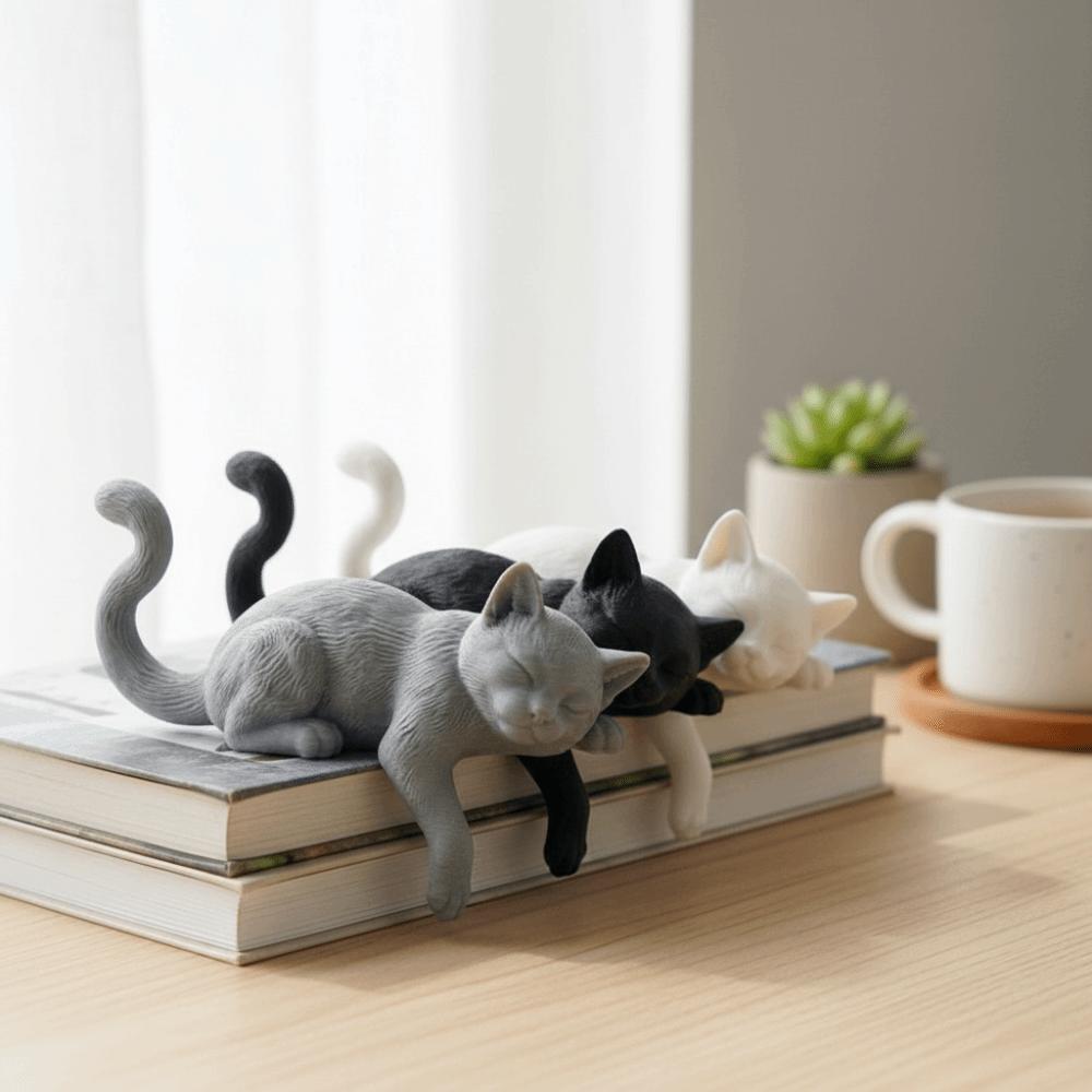 Cute Sleeping Cat Ornament 3D Printed Cat Statues Crafts Decorative Cat Statues Bedroom Decor