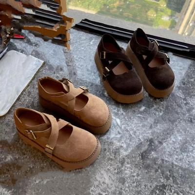 Весна/Осень Новый стиль Одно слово пряжка Толстая подошва увеличивающая рост женская обувь круглый носок платформа подошва повседневная модная обувь