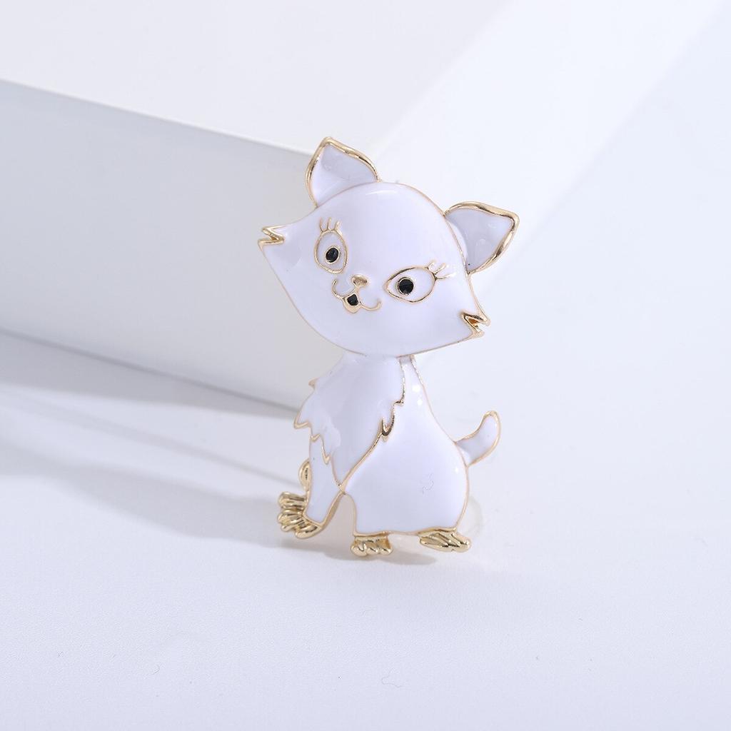 Blucome Милые броши с сидящим котом для женщин, белые, розовые животные, домашние животные, вечерние повседневные булавки, ювелирные изделия, модные подарки