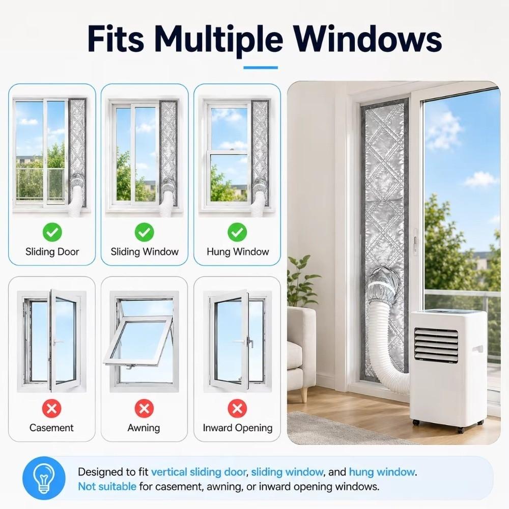 Waterproof Portable AC Window Seal Silver Coated AC Vent Hose Cover Portable Air Conditioner