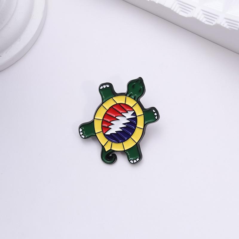 Eyecatching Turtle Cartoon Brooch Unique Alloy Pin For Rock Music Enthusiasts