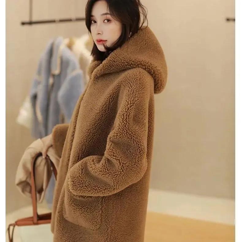 Женская осенне-зимняя куртка средней длины с подкладкой и утолщением, свободная однотонная теплая куртка с капюшоном