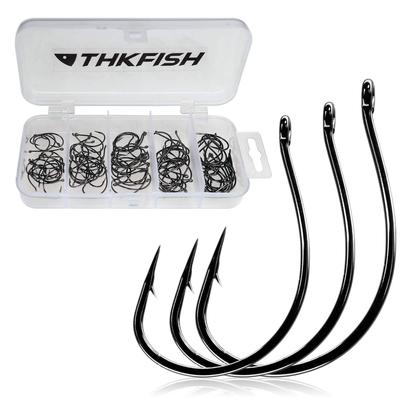 THKFISH 100 шт. Рыболовные крючки для и Морского Леща DropShot Смещенные Круглые Крючки для Ловли Саргана, Лосося, - Крючки, #3 #2 #1 1/0 2/0