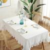 Однотонная скатерть с оборками Прямоугольная квадратная скатерть для обеденного стола для кухни в стиле фермерского дома, столовой, патио