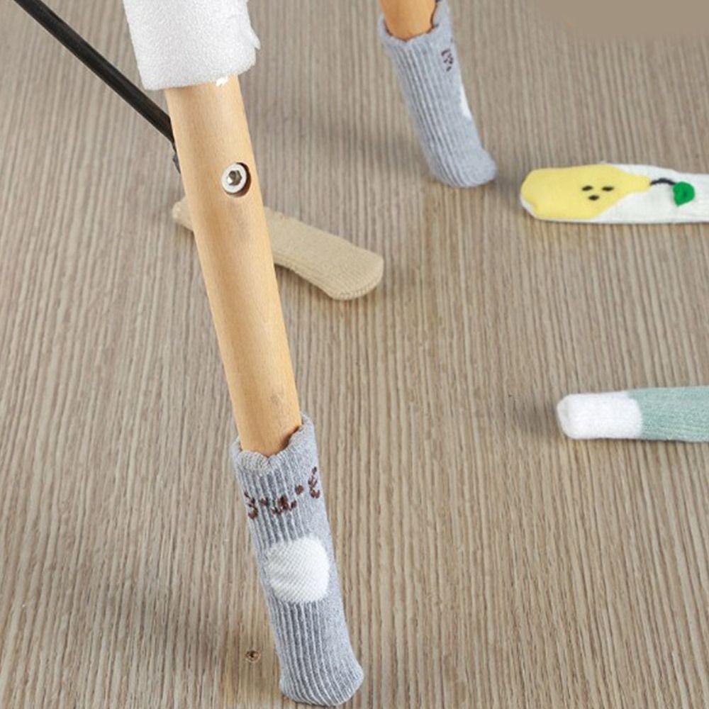 4Pcs/Set Non Slip Knitted Table Leg Cover Noise Reduction Chair Leg Protector Circumference 6-19cm