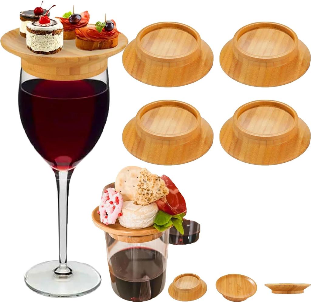 Топпер для мясных закусок из бокала для вина, Топпер для мясной закуски в бокале, Бамбуковый топпер для бокала для вина, Тарелки для закусок из бокала для вина