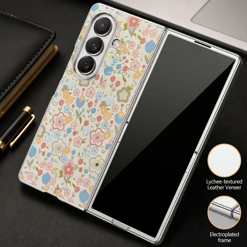 Пасторальный чехол с полевыми цветами для Samsung Z Fold 8 Ultra 7 6 5 Гибридный 3-в-1 Кожаная накладка с покрытием Складной чехол для телефона для Galaxy Z Fold8 Fold7 Fold6