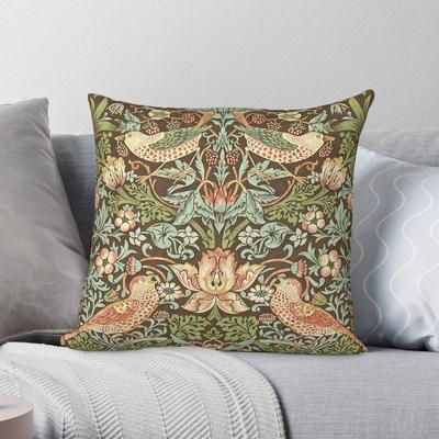 William Morris Воришка клубники Квадратная наволочка Полиэстер Лен Бархат С принтом Молния Декор Чехол на подушку Автомобильная подушка