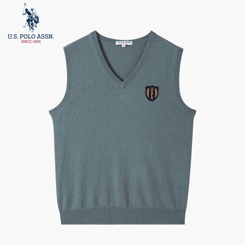 U.S. Polo Assn. Мужской вязаный жилет из чистой шерсти в стиле business casual
