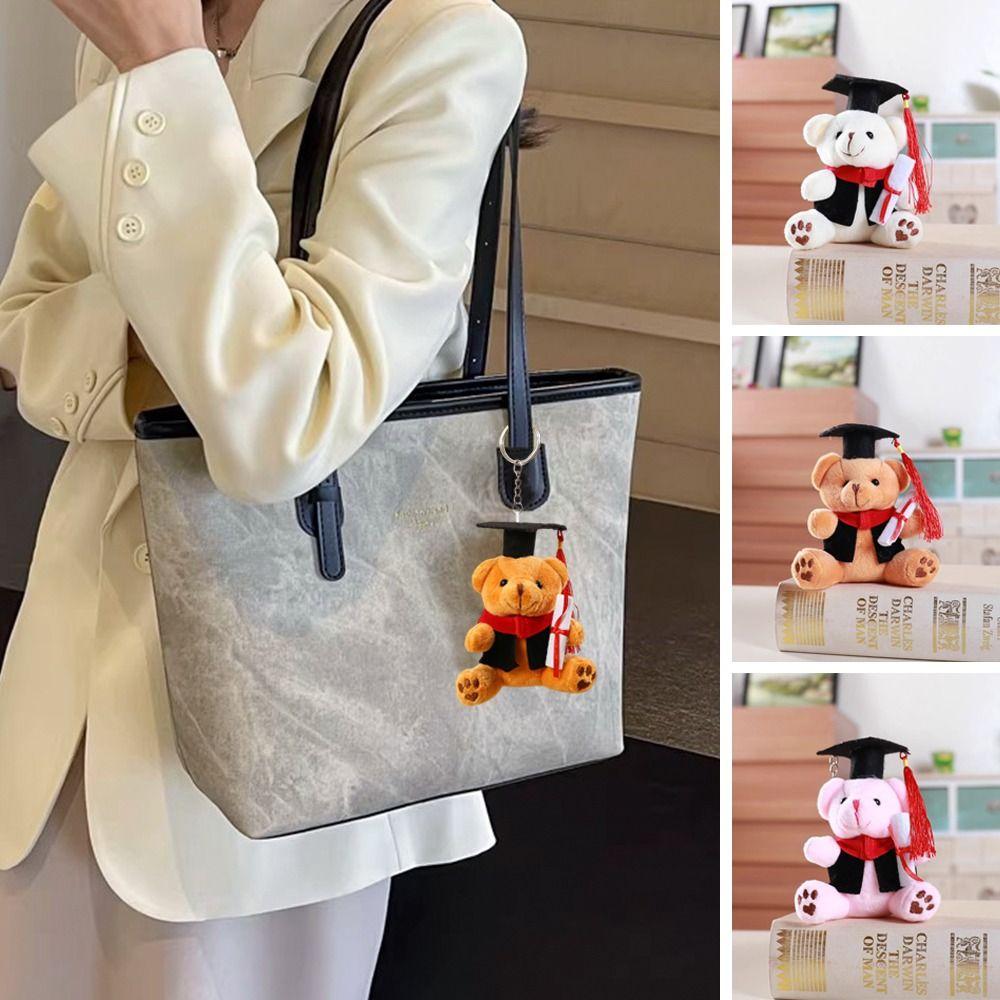 12cm Glasses Bear Doctor Bear Plush Toy Cartoon Bag Hanging Pendants Graduation Gift Graduation