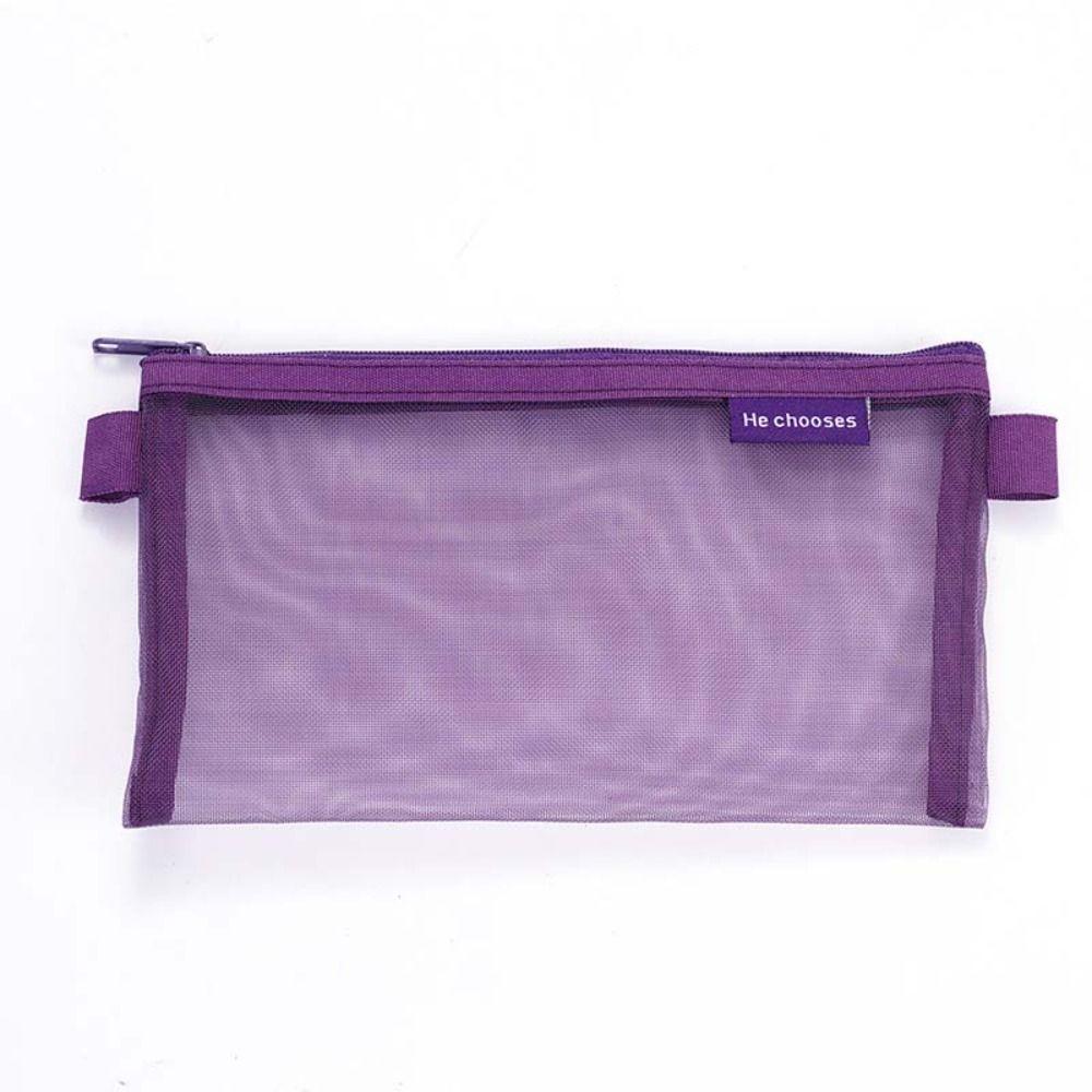 Nylon Mesh Pencil Case Bills Bag Zipper Stationery Bag Simple Transparent Bills Bag  Student