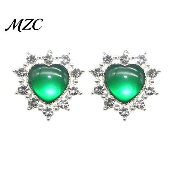 Handmade Accessory Materials 2Pcs Cat Eye Heart Faux Gems, Alloy Rhinestone Brooch Buttons, 23mm Jewelry Making Accessories Flatback Gemstone