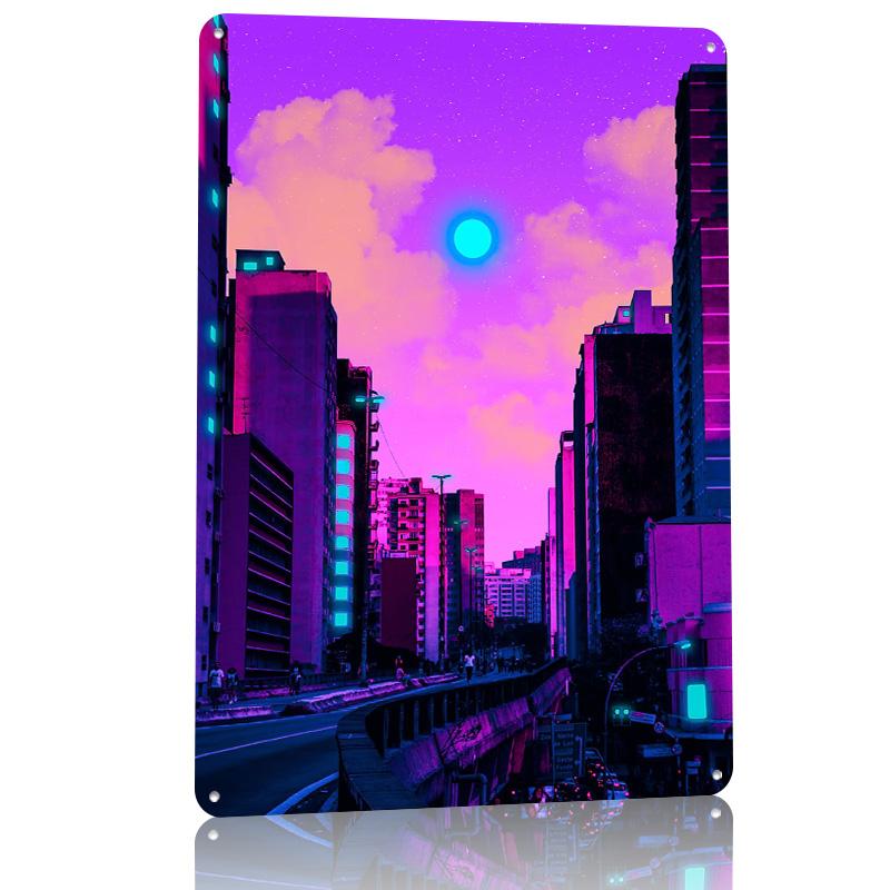 Magic City D Texture Printed Poster Custom Vintage Metal Tin Plate Sign for Wall Art Home Decor Living Room Decoration Gaming