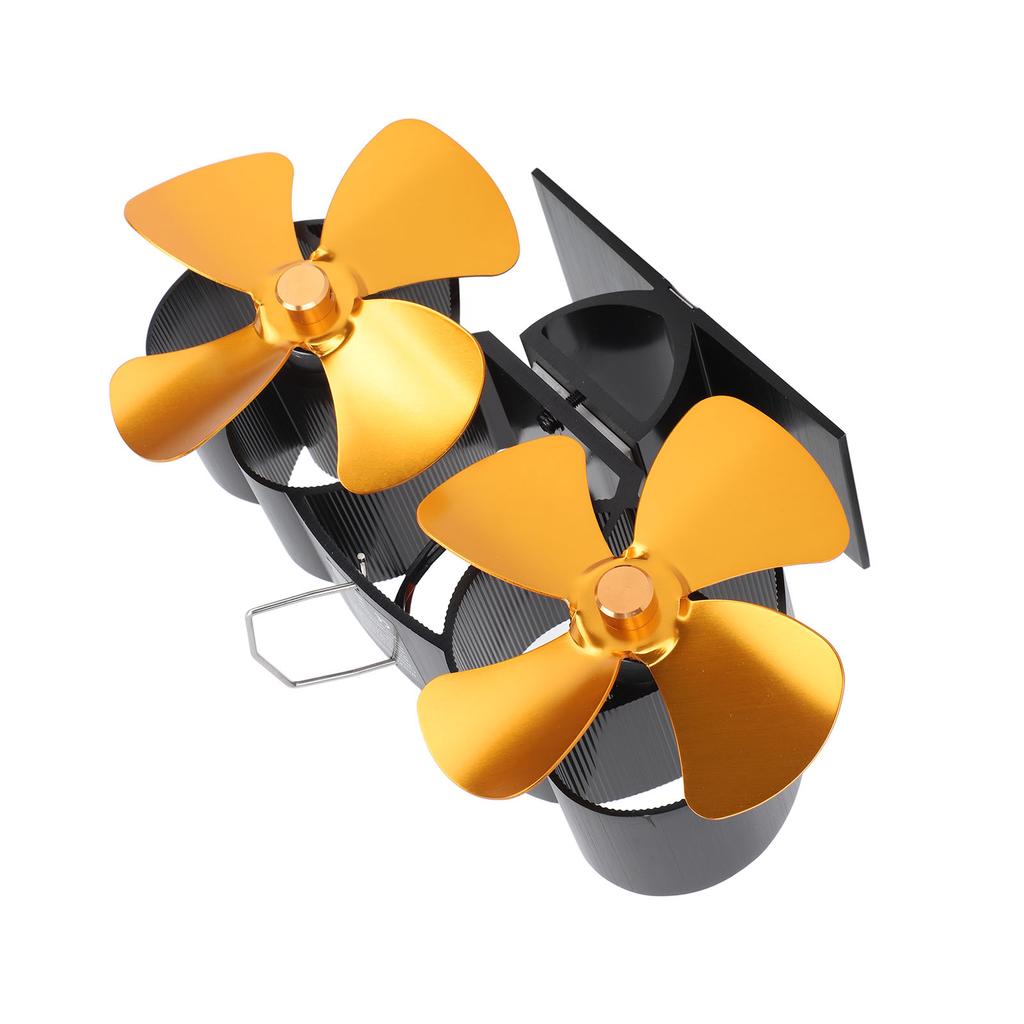Вентилятор для печи, вентилятор для камина с подогревом, алюминиевый сплав, 4 лопасти, двойной вентилятор для замены, золото