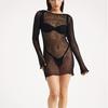 European & American 2025 Summer Knitted Beach Cover-up Dress - Sexy, Hollow-out Vacation Style for Women
