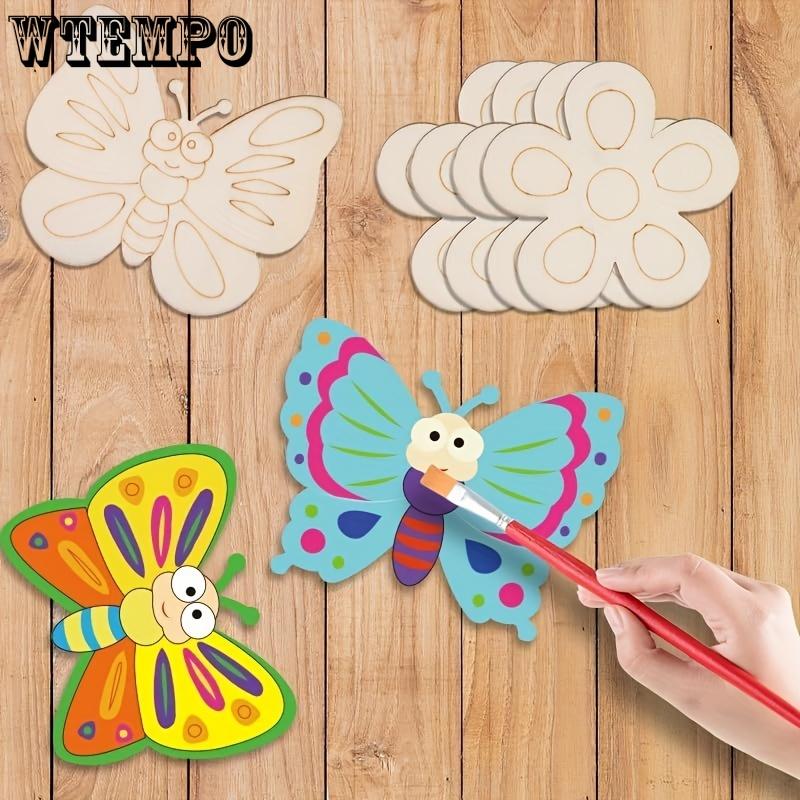 18 штук в упаковке, необработанные деревянные вырезки, формы бабочек и цветов для росписи, 9 стилей, заготовки для поделок своими руками для домашнего декора, подвесные украшения