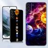 Чехол для телефона Moon Stars Space Astronaut Black Silicone Case для Samsung Galaxy S23 S21 S20 FE S24 S22 Ultra S10E S10 S9 S8 Plus