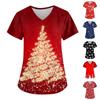 Рождественский женский модный повседневный рождественский топ с v-образным вырезом и принтом, защитный рабочий костюм