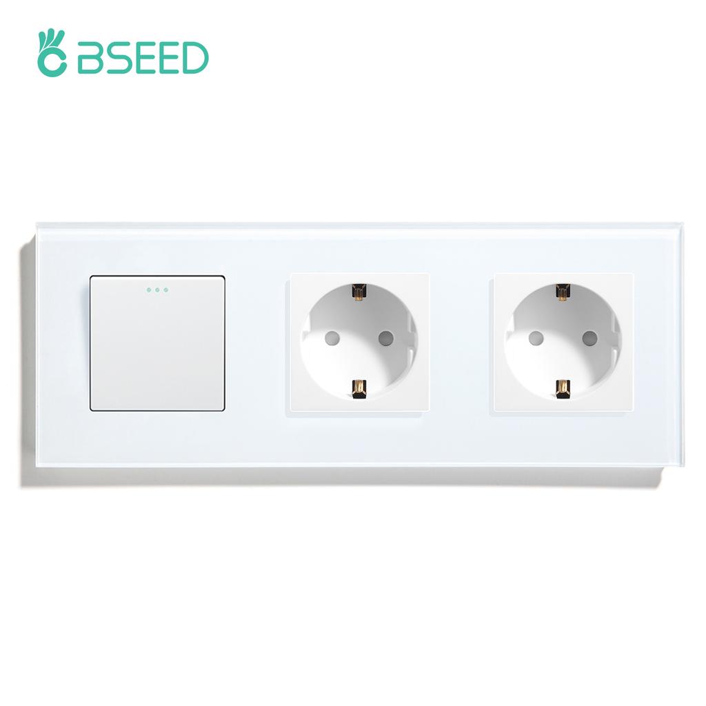 BSEED 1/2/3 Клавишные Механические Выключатели Света Настенный Выключатель Вкл Выкл Стеклянный Выключатель Питания 2.1A Type-C USB Розетка Стандарт ЕС 1-клавишный