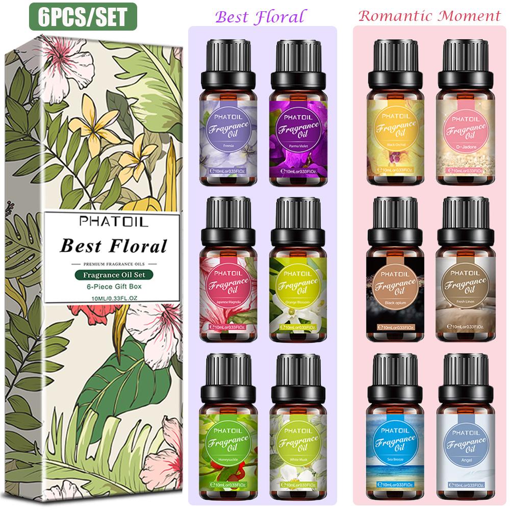 PHATOIL 6 шт. масло с цветочным ароматом Подарочный набор на женский день Freesia Angel Свежее льняное эфирное масло для увлажнителя Массажный уход за кожей Духи «сделай сам»
