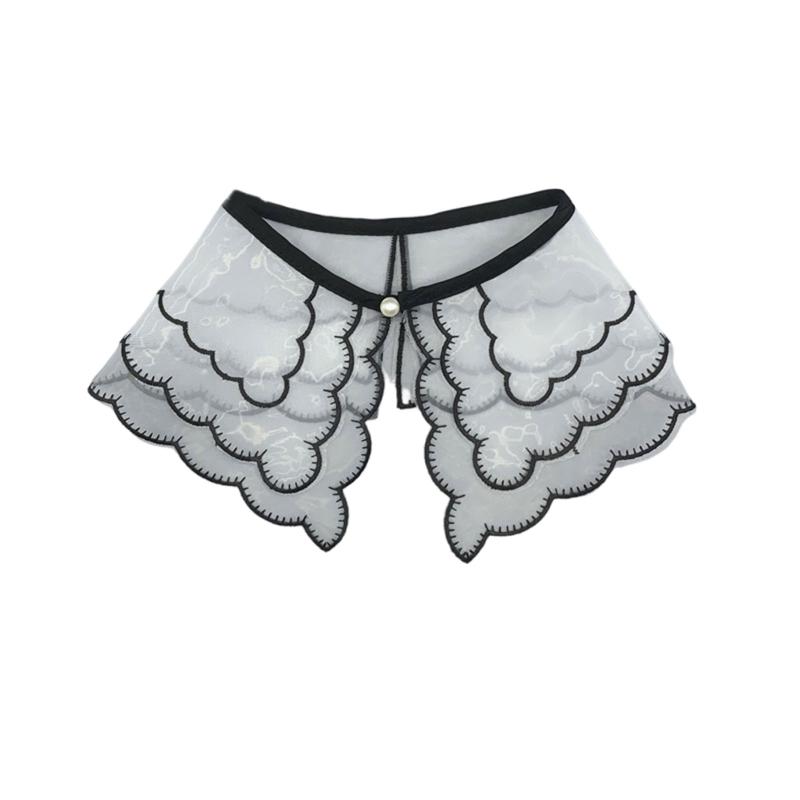 White False Collar Detachable Fake Collar Lace Hollow Out Trim Embroidery Neckline Removable Adults Kids Clothes Accessories