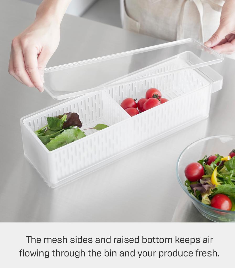 Yamazaki Tower Colander Bowl with Lid and x D11 x Storage Model 1473 Refrigerator-Suitable Divider, White, Container W37.5 H8.5cm, Dishwasher-Safe,