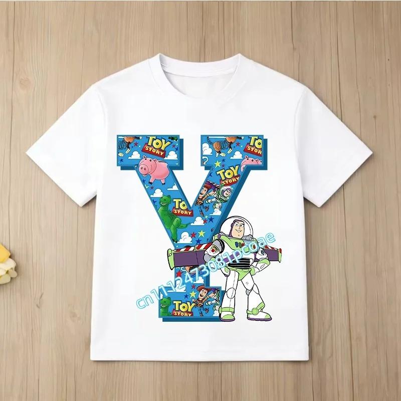 Новая одежда Toy Story Алфавит A-Z Детская хлопковая футболка с коротким рукавом, с мультяшным принтом, спортивная рубашка для мальчиков, повседневная рубашка, летняя футболка