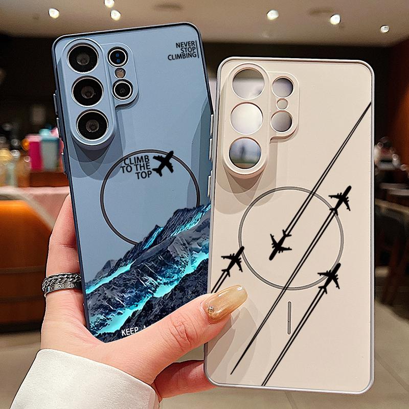 Магнитный чехол для телефона с рисунком маршрута самолета для Samsung Galaxy S26 S25 Ultra Edge S24 S23 FE A57 A17 A56 A37 A16 A55 A36 5G