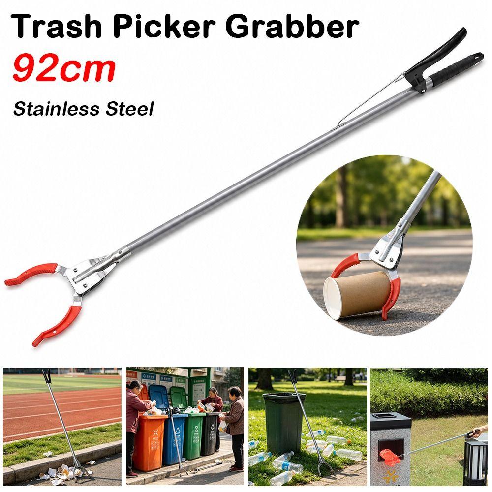 Non Slip Jaw Trash Picker Grabber Stainless Steel Garbage Pickup Claw Home Cleaning