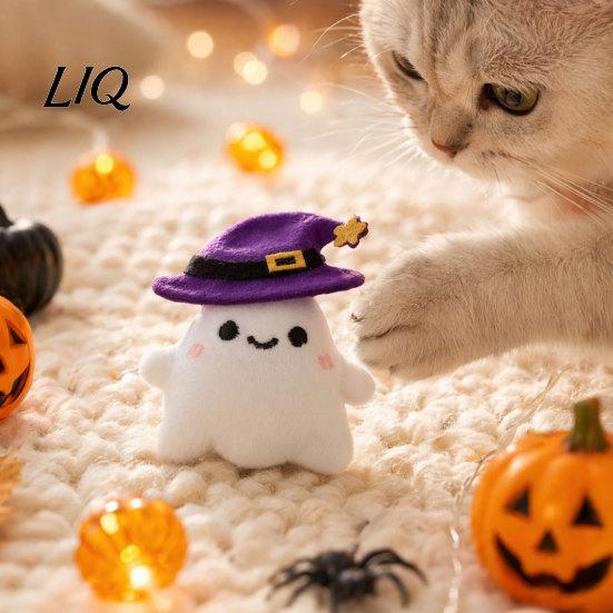 Игрушка для кошек для снятия тревоги, тематика Хэллоуина, мягкая игрушка-призрак, летучая мышь, тыква, плюшевая, милая, приятная для кожи, набитая, жевательная, для домашних кошек, от скуки, питомца