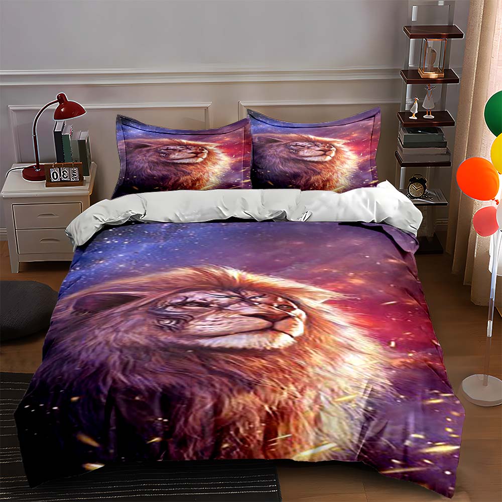 Lion cosmic artwork Bedding Duvet cover sets Duvet covers Pillowcases gifts (1 * Duvet Cover 2 * Pillowcases, without duvet insert)