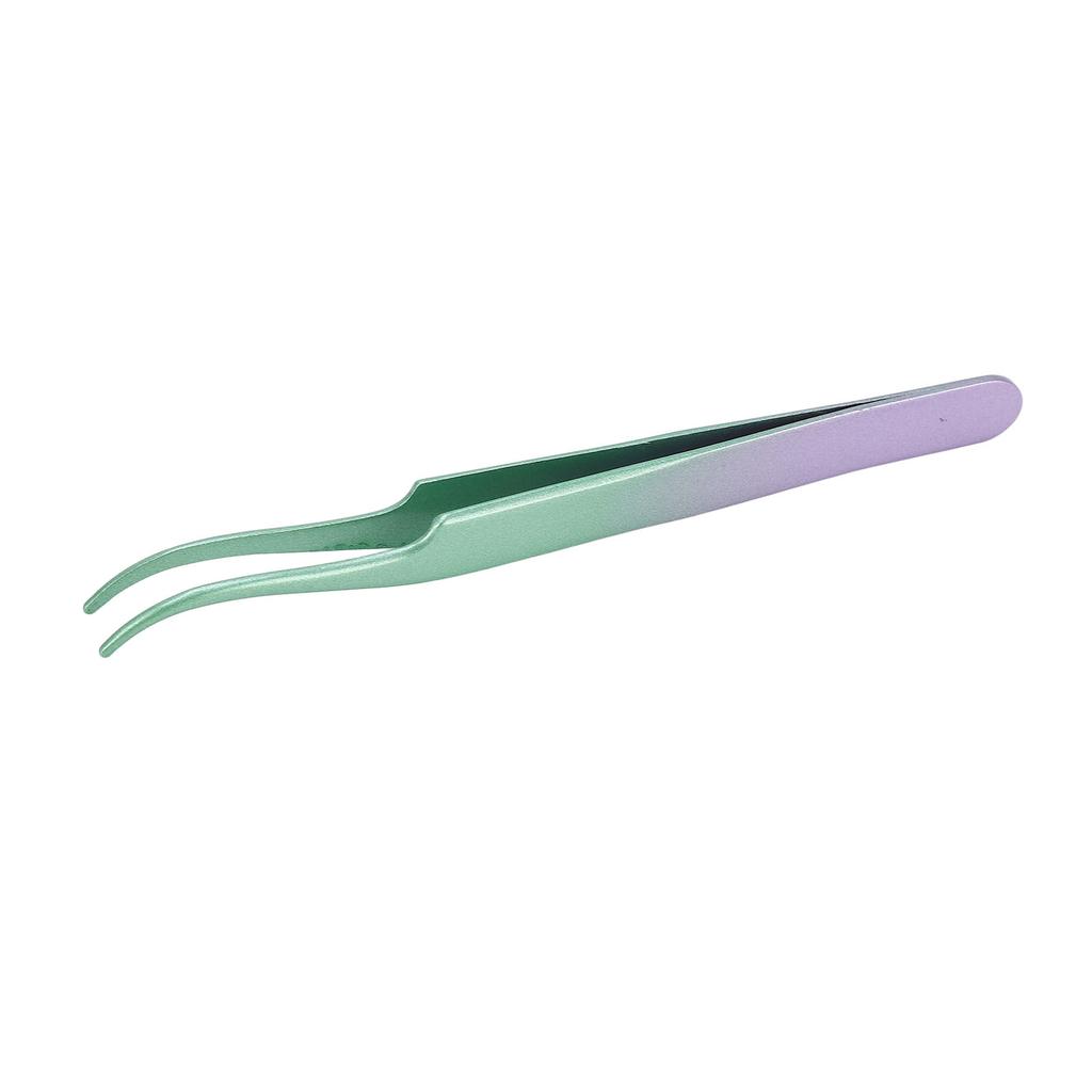 Пинцеты для ресниц из нержавеющей стали, плотно смыкающиеся, изогнутые пинцеты для наращивания ресниц, зеленый фиолетовый градиент