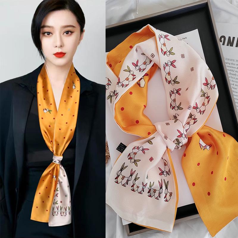 Women's Silk Floral Scarf: Lightweight, Long, and Ideal for Spring & Autumn