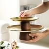 Поднос для торта из нержавеющей стали с деревянной основой, корейский стиль, фруктовая витрина, десерт, обеденный стол, украшения для дома