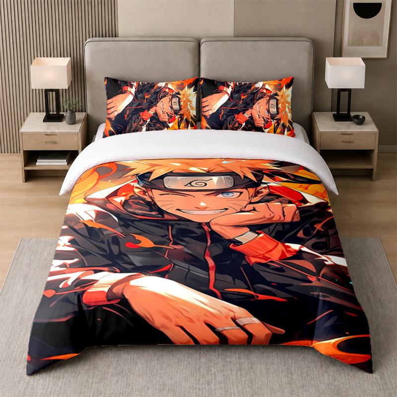 3Pcs Bed Set,Naruto 1 Duvet Cover and 2 Pillowcases, Printed Bedding Decor For Guest Room