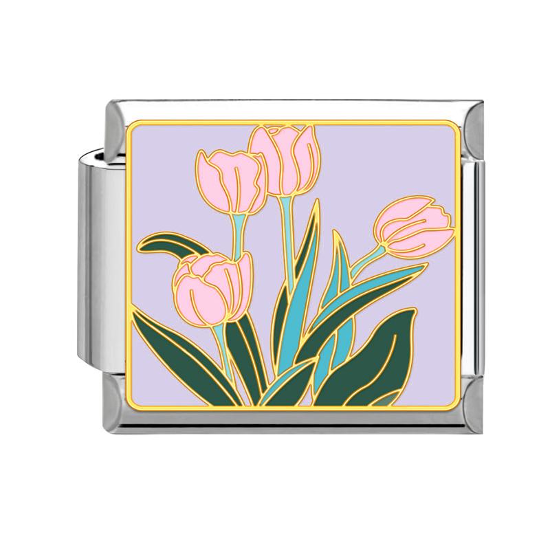 Модные цветы Глаза дьявола Сердце Бабочка Вишня Итальянские шармы из нержавеющей стали Подходят для браслета 9 мм Циркон DIY Изготовление Подарки