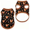 Pet Dog Vest Black Raccoon Acorn Leaf Print Breathable Sleeveless Shirt for Small Medium Dogs Cute Woodland Theme Daily Wear