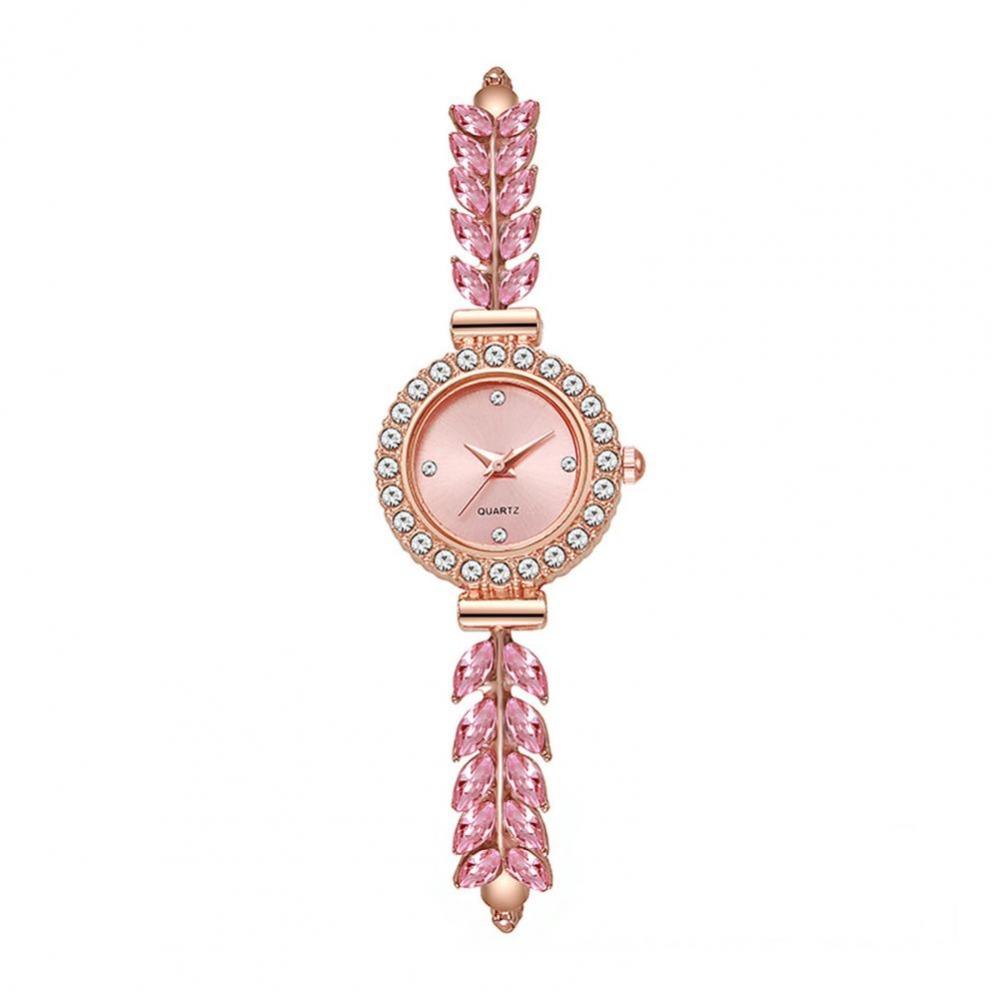 Slim Strap Women Quartz Watch Leaf Design Rhinestone Watch Trendy Ladies Quartz Watch  Casual Wear