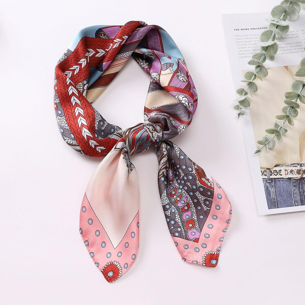 70 * 70 Four Seasons Available New Women'S Small Square Scarf, High Grade Letter Printed Scarf, Professional Scarf, Satin Scarf