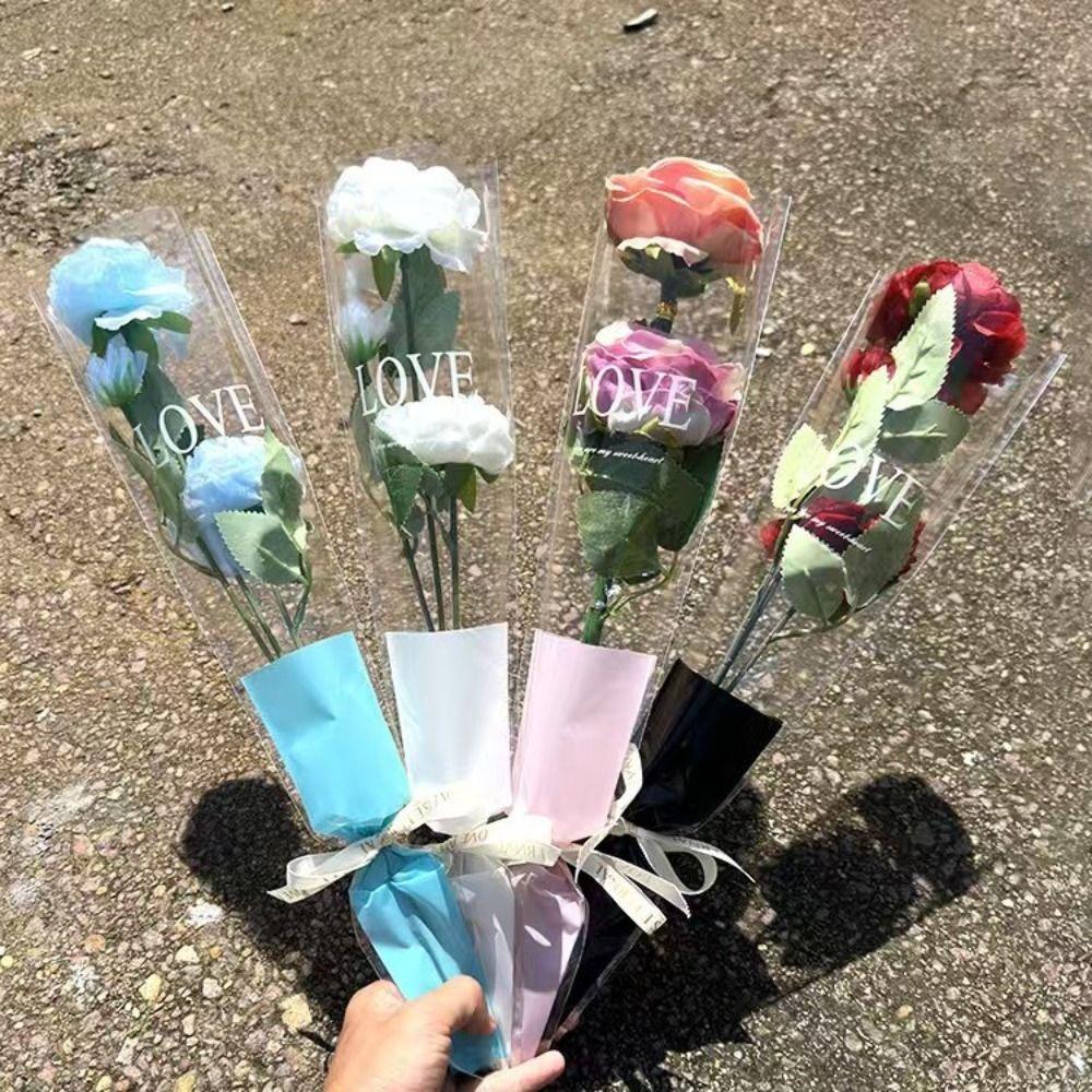 50Pcs Single Flower Flower Wrapping Bag Love Single Rose Sleeves New Bouquet Wrapper Party Supplies