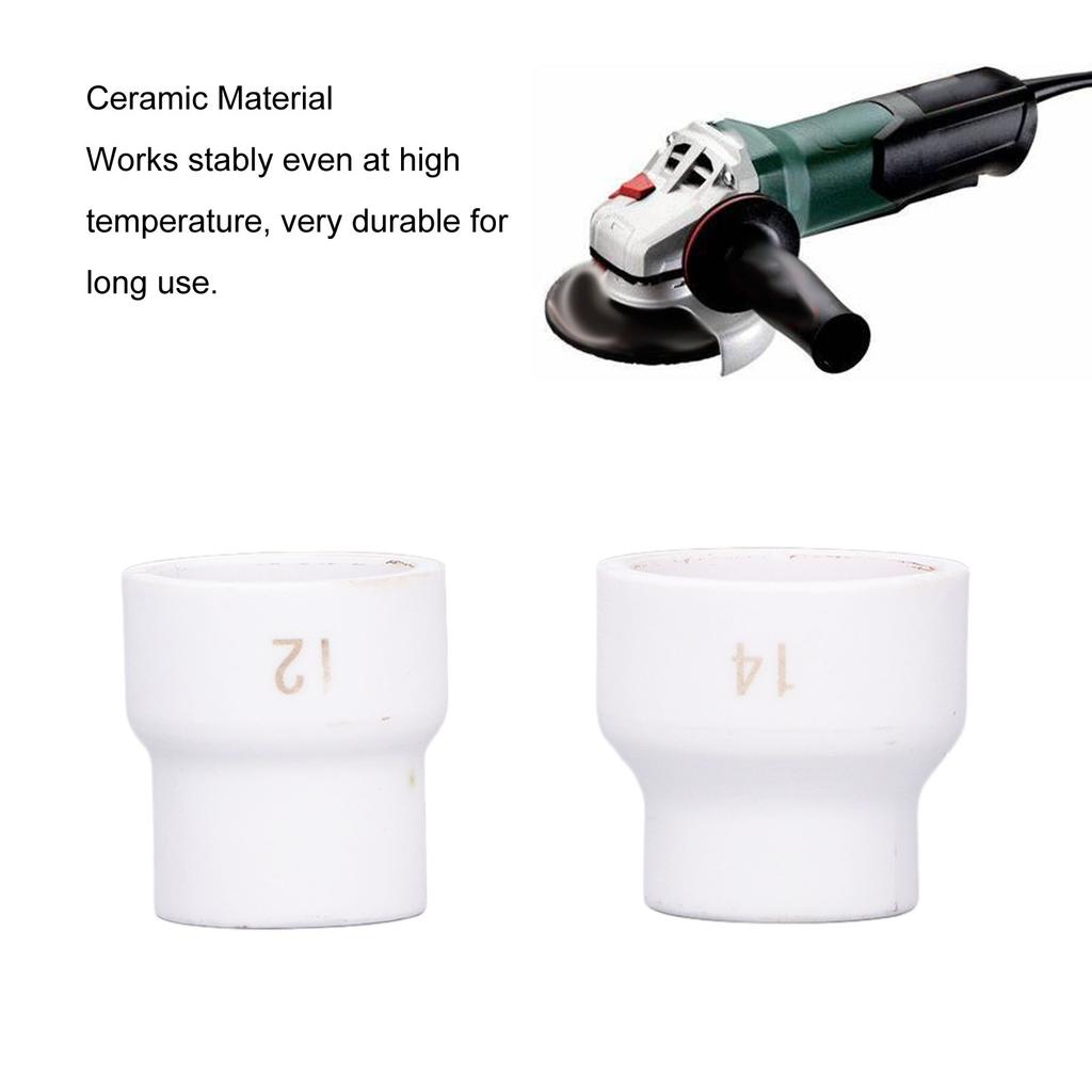 2Pcs TIG Welding Cup 12#/14# Ceramic Nozzle Accessory Set Kit for WP9/17/18/20/25/26(White )