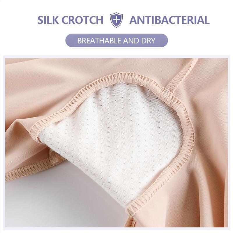 Flarixa Ice Silk Plus Size Lace Safety Shorts Seamless Mid Waist Thin Women's Summer Shorts Breathable Silk Crotch Boxer Women