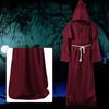 4Pcs/Set Halloween Cloak Costume Medieval Monk Robe Wizard Cosplay Dance Fabric Cape with Strong Drape Big Hat Necklace Waist Ro