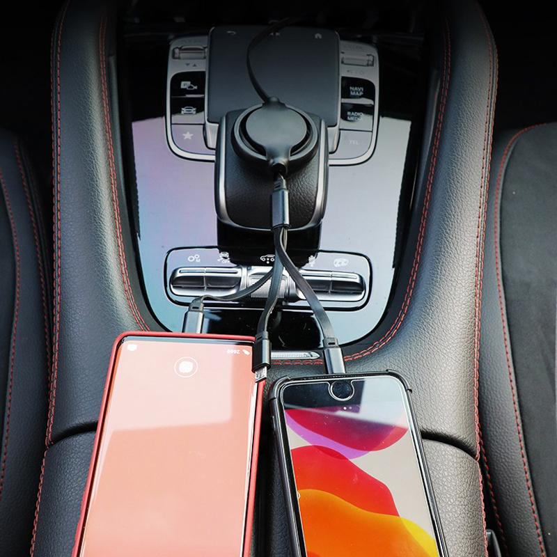 KKHK4 1pcs Car Interior 3 In 1 Micro USB Type C Fast Charging Cable For Ford Fiesta C-Max Focus Kuga Ranger Raptor KA Fusion ST Edge