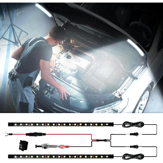 Under Hood Light Under Hood Led Light Kit for Car Engine Bay Led Light kit Car Hood Work Lights pection Lights with Automatic On/Off, Universal Fits