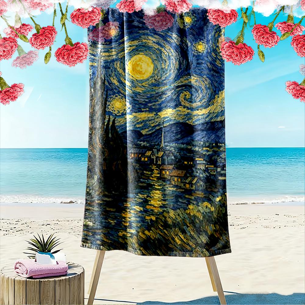Starry Night Artistic Painting Design Beach towel quick-drying for travel outdoor sports jogging beach and swimming