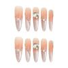 10Pcs Fake Nails Pointed Stiletto Cat Eye Gel Nail Tips for Women, Handmade False Nails with Gradient Pink Peach Design